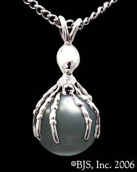 Spider Necklace w/ Gemstone Ball, Silver Spider Jewelry, New 