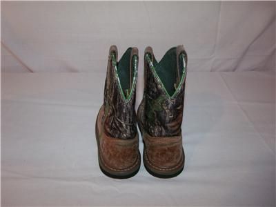   Girls JOHN DEERE Brown Green Camo Work Cowboy Western Boots 12  