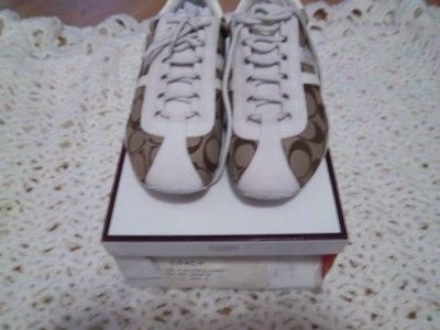 NIB COACH KATE KATELYN Khaki White Tennis Sneakers 8.5  