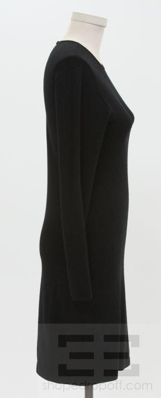 Donna Karan 2 Piece Black Wool Sweater Dress and Long Cardigan Set 