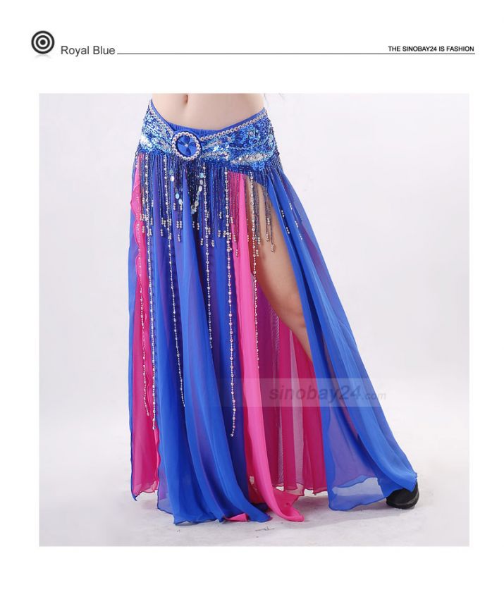   Novelty Single color Chiffon Open Belly Dance Skirt Without Belt