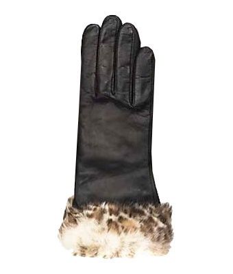 Ladies Leather Gloves w/RABBIT FUR CUFF by GRANDOE  