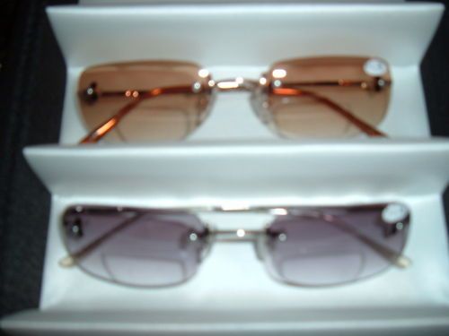 2p tint rimless BIFOCAL READING GLASSES SUNGLASS READER  