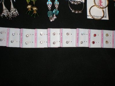 RESALE Huge Wholesale Lot Earrings 47 PAIRS CZ Dangle HOOP STUD FREE 