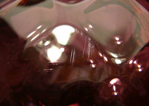   Large Cranberry Ruby Diamond Optic Art Glass Shade Lamp Light  
