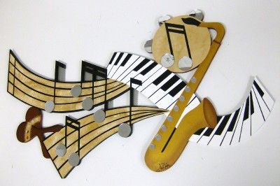   Music Wall Sculpture  Abstract designs, Wood, Metal, Mirror  