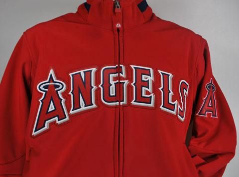 MAJESTIC JACKET ANAHEIM ANGELS PREMIERE AUTHENTIC MLB BASEBALL RED AND 