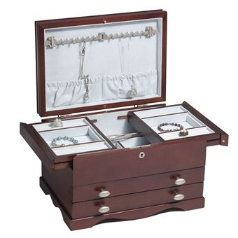 Handcrafted Mahogany Wooden Jewelry Box Chest. Fully Locking, Heirloom 