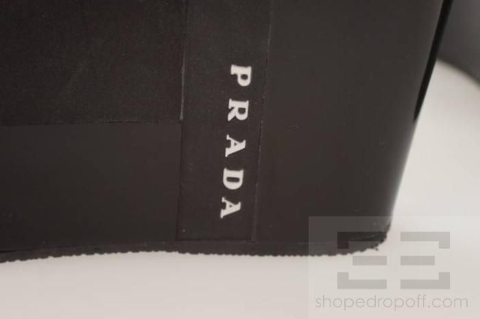 Prada Sport Black Patent Leather & Mesh Open Toe Wedge Heels Size 39 
