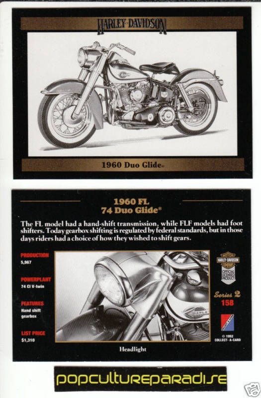 1960 HARLEY DAVIDSON FL 74 DUO GLIDE MOTORCYCLE CARD  