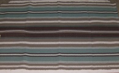   Turquoise Blue & Brown Stripe Throw Rug Woven Cotton Accent Mat 27x45