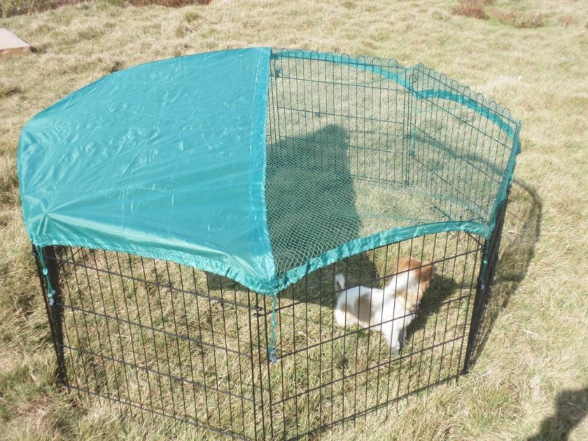   GUINEA DOG PLAYPEN PEN ENCLOSURE RUN,+ROOF,+NET,4 Door,Black  