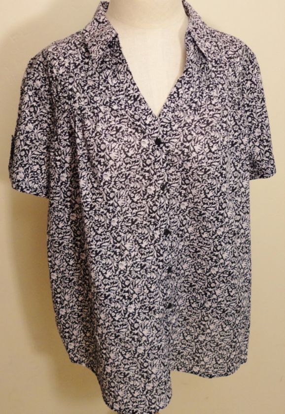 Just My Size JMS Button Down Shirt Blouse Pink Blue Black 2X,3X,4X 