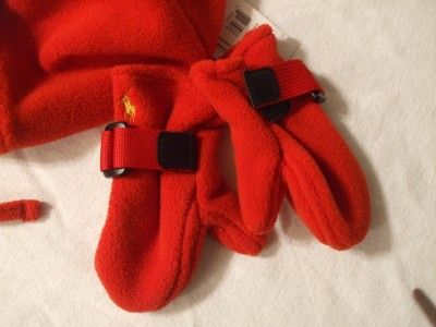 NEW POLO RALPH LAUREN Red Hat & Gloves Set Boys Size 9 24m  