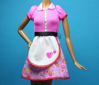 Pink Purple Blue Waitress Dress Uniform Outfit for Barbie  