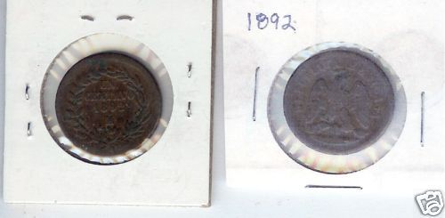 1891 MEXICO COIN UN CENTAVOS M ABOUT G  