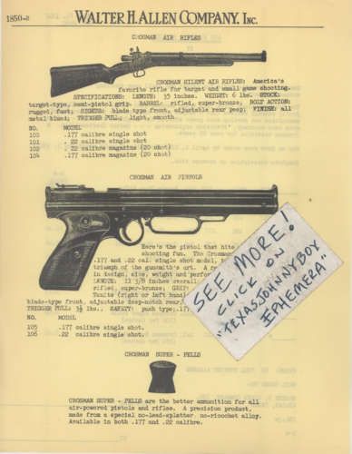 1949 CROSMAN ARMS SILENT AIR RIFLE PISTOL GUN TOY  