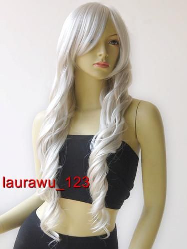 28 Long Silvery White Wavy Cosplay Wigs P50  