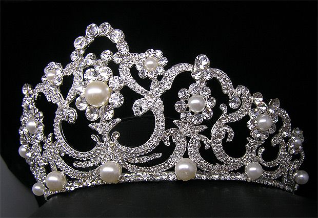 Wedding/Bridal crystal veil tiara crown headband CR218  