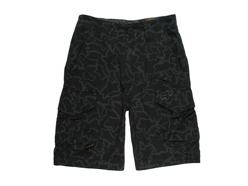 NEW BOYS FOX SLAMBOZO CARGO SHORTS BLACK CAMO 12 26  