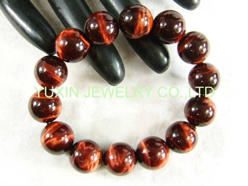 YGB88 A grade red tiger eye stone round beads bracelet  