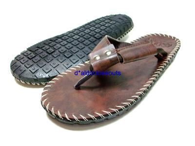 Mens Italian Style Brown Thong Sandals Flip Flops  