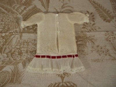 Antique Original French Cotton batiste Dress Small 10 11 Jumeau 