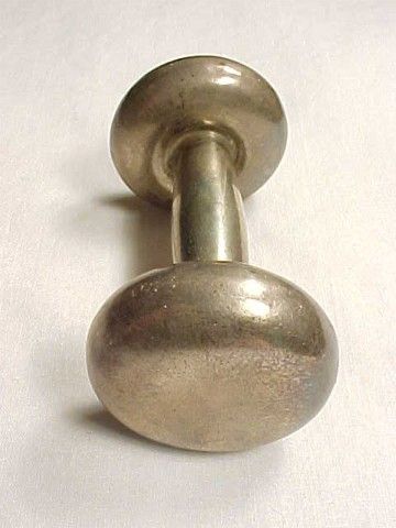 ANTIQUE VICTORIAN BARBELL B & M STERLING BABY RATTLE  