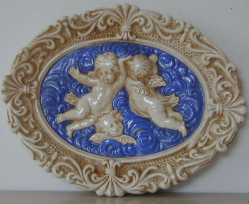 Della Robbia Italian Ceramic Relief Musical Cherubs  