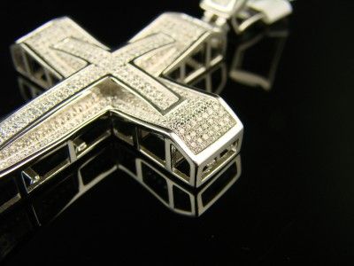 MENS DUAL GENUINE PAVE DIAMOND CROSS PENDANT 1.60 CT  