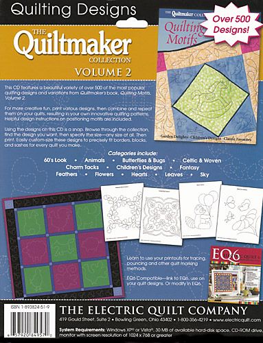 QUILTMAKER QUILTING DESIGNS Volume 2 Software NEW CD  