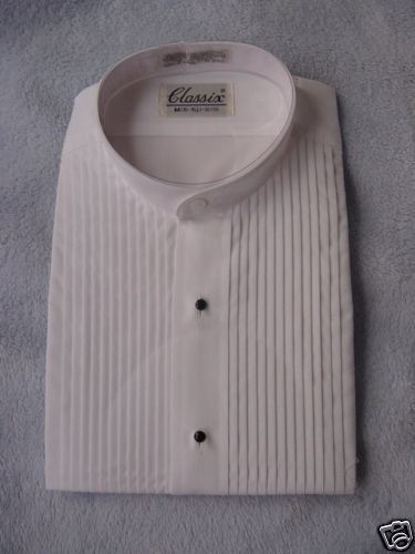 CLASSIX MENS MANDARIN TUXEDO SHIRT WHITE PLEAT XL 32 33  