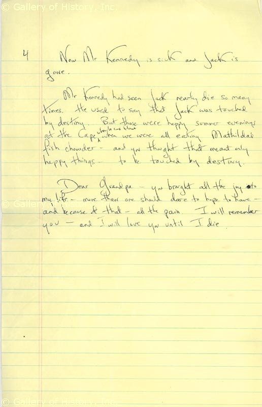 JACQUELINE B. KENNEDY   AUTOGRAPH MANUSCRIPT UNSIGNED  