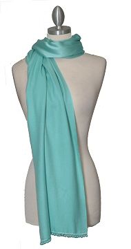 Cashmere silk evening wrap has beaded tassel detail on ends. Measures 