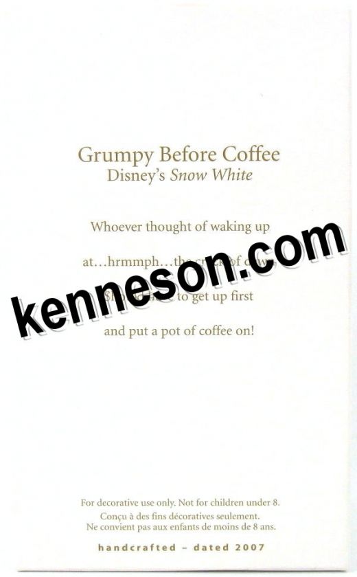 Grumpy Before Coffee Disney Snow White Hallmark 2007  