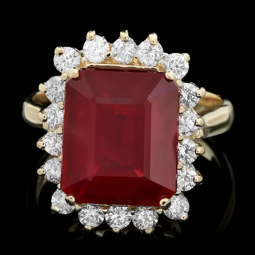 6800 CERTIFIED 14K YELLOW GOLD 9.00CT RUBY 0.90CT DIAMOND RING  