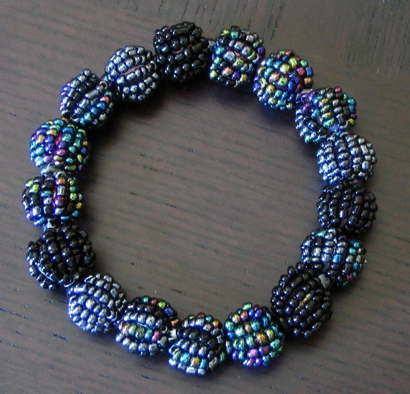 JJBZ BLACK RAINBOW HANDMADE GLASS SEED BEAD BRACELET  