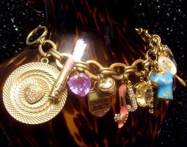 Juicy Couture 15 CHARM BRACELET Lip Gloss PINK HEEL Pave J MIRROR 