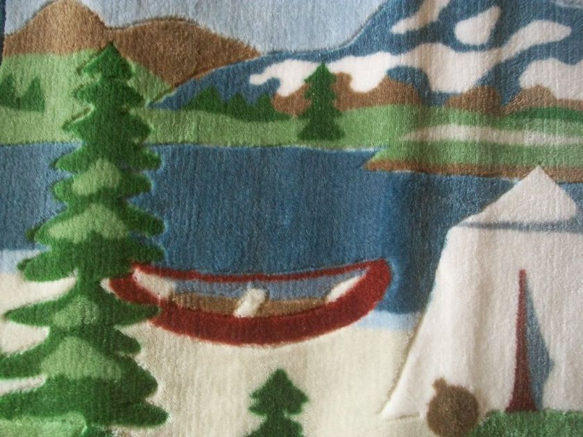   Theme~Tent/ RV Bath Mat~Throw Rug~Rubber Backing~Fun Outdoorsy Scene