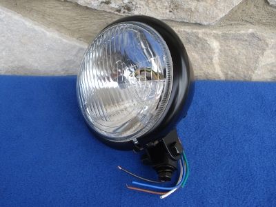 SMOOTH BLACK BATES STYLE HEADLIGHT FOR HARLEY & CHOPPERS