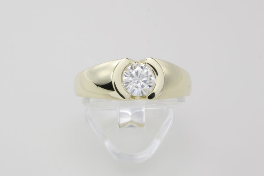 Yellow Gold Moissanite Mens Solitaire Ring 1 Carat 1.00  