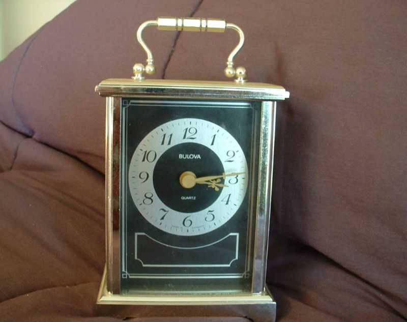 WEST GERMANY BULOVA QUARTZ MANTEL CARRIAGE CLOCK  