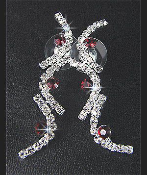   Bridesmaids Diamante Red Crystal Necklace Earrings Set Prom  