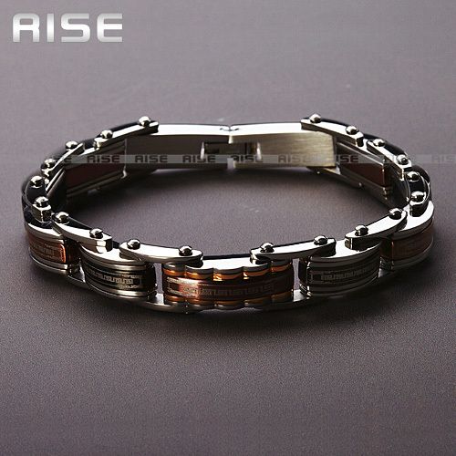 NEW MENS HEAVY STAINLESS STEEL ROSE GOLD BRACELET 3E45  