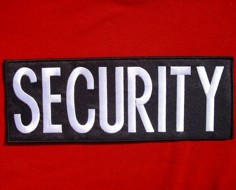SECURITY BLACK UNIFORM EMBROIDERED VELCRO PATCH 4X11  