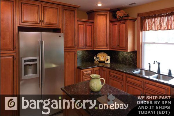 Beautiful 6 ft dark glaze rope kitchen RTA cabinets  