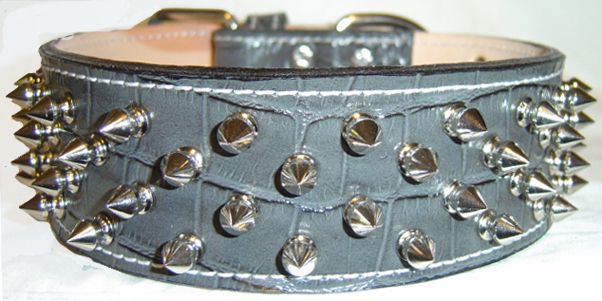 Gator Leather Dog Collar Spiked 4 Rows  