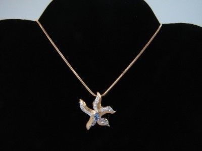 14K YELLOW GOLD STARFISH TANZANITE & DIAMOND NECKLACE  