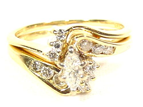 40ct 2pc Solitaire Diamond wedding set ring 14K gold  