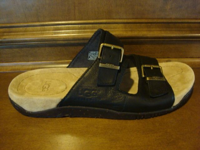 New Mens 11 UGG WHALEN Black Leather Buckle Sandals  